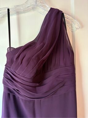 WToo Elegant Full-Length Chiffon
One-Shoulder Eggplant Purple Evening Dress